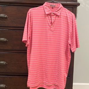 Peter Millar large golf shirt pink lime green stripe
